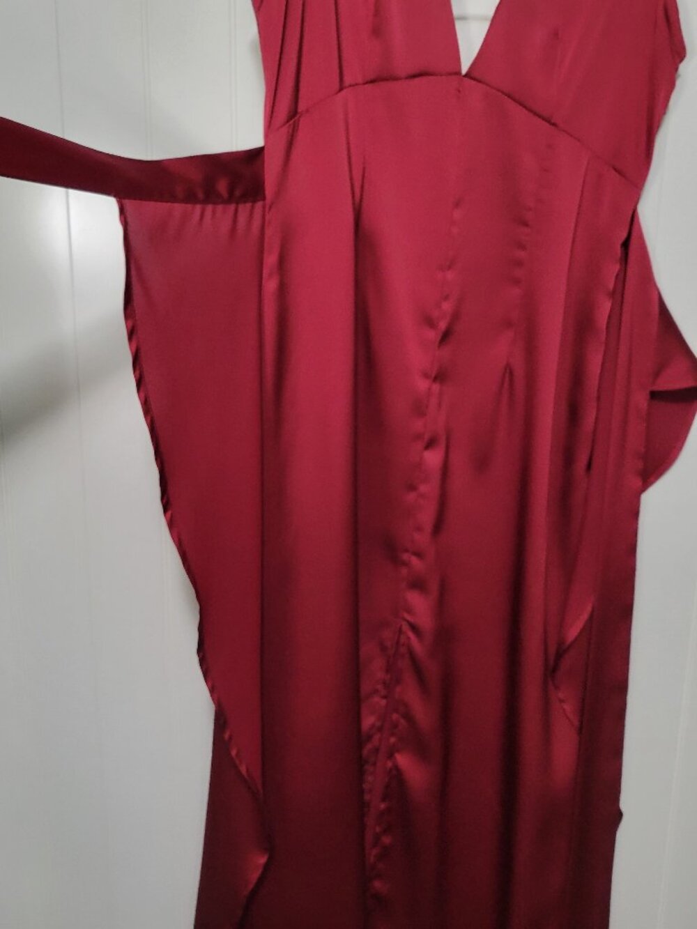 Amylynn Crimson Satin Tie Waist Dark Romantic Vamp Goth Indie Sleaze Midi Dress - Picture 8 of 16